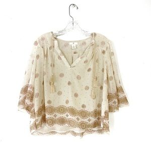 H&M | Boho Print Bell Sleeve Top